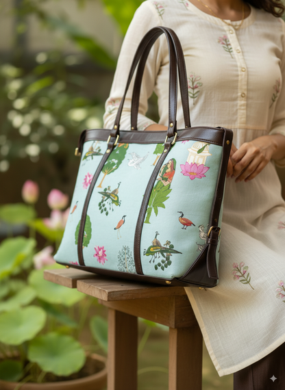 Birds Hand Block Printed Hand Bag