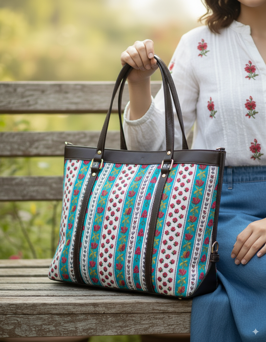 Pattern Hand Block Printed Hand Bag