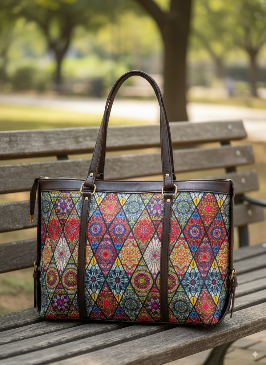 Mandala Art Hand Block Printed Hand Bag