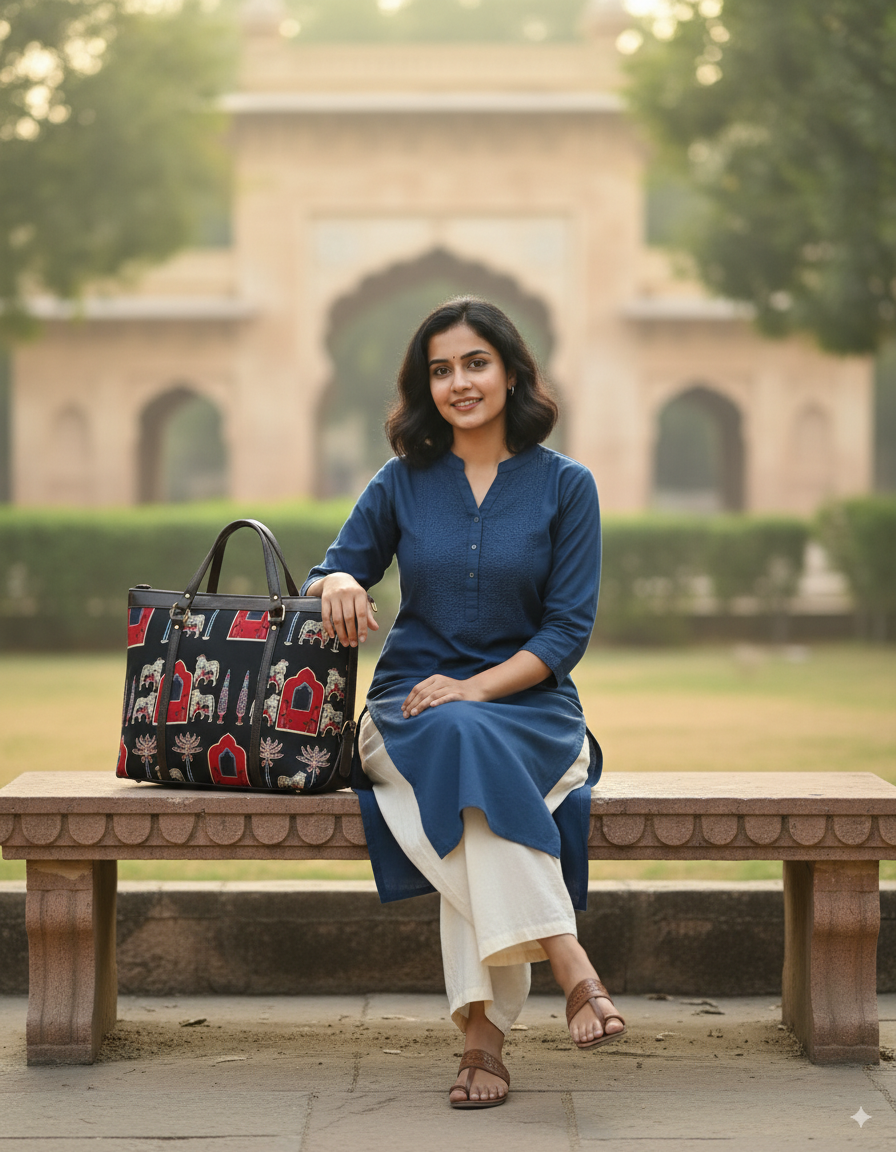 Ajrakh Hand Block Printed Hand Bag