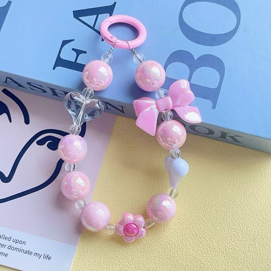 Pink heart & Bow Phone charm