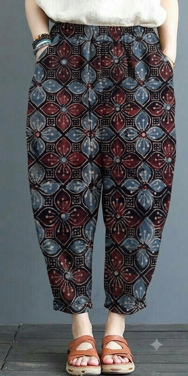 Women's Cotton Hand Block Printed Pants – Everyday Cotton Comfort