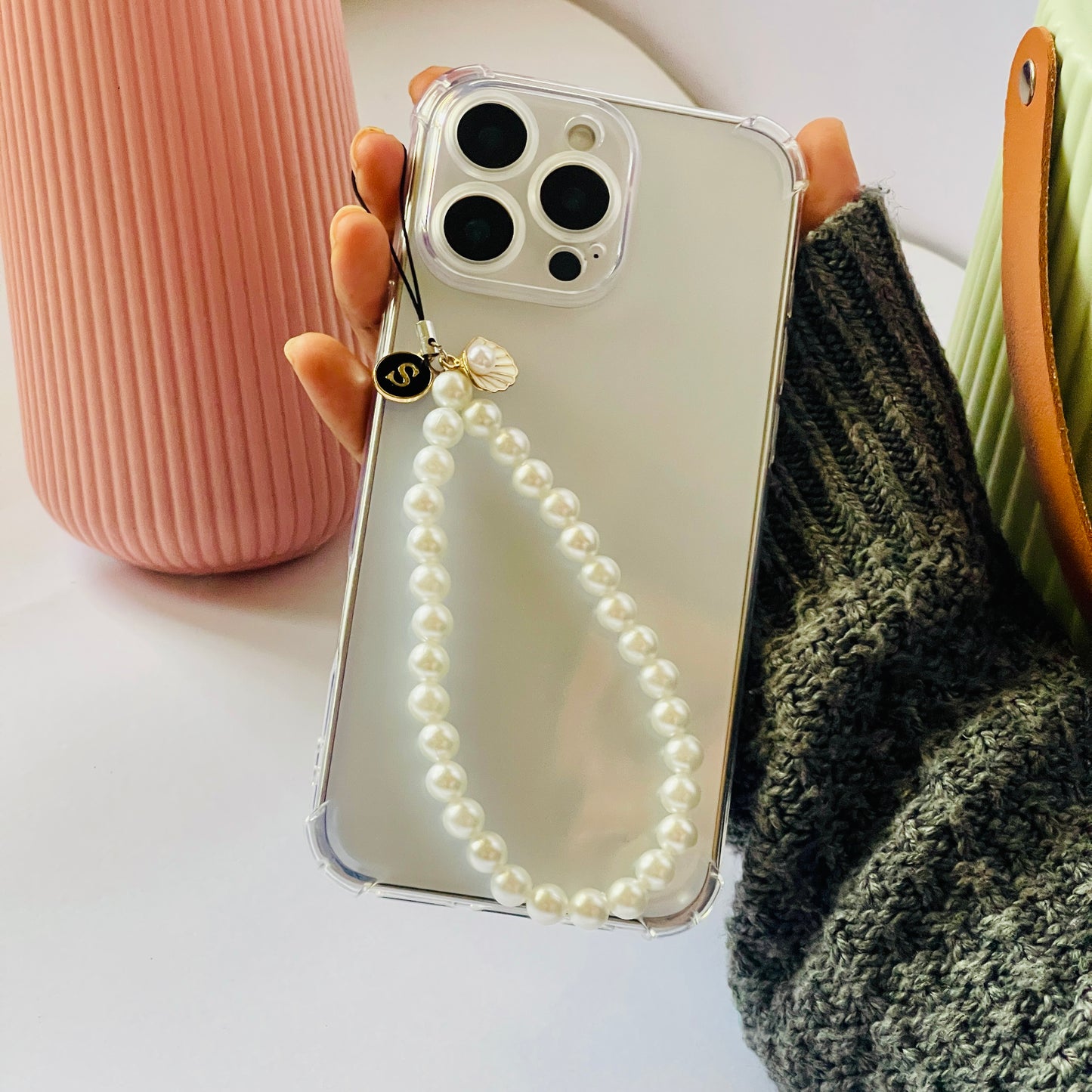 Initial With Shell Charms For Phone Case