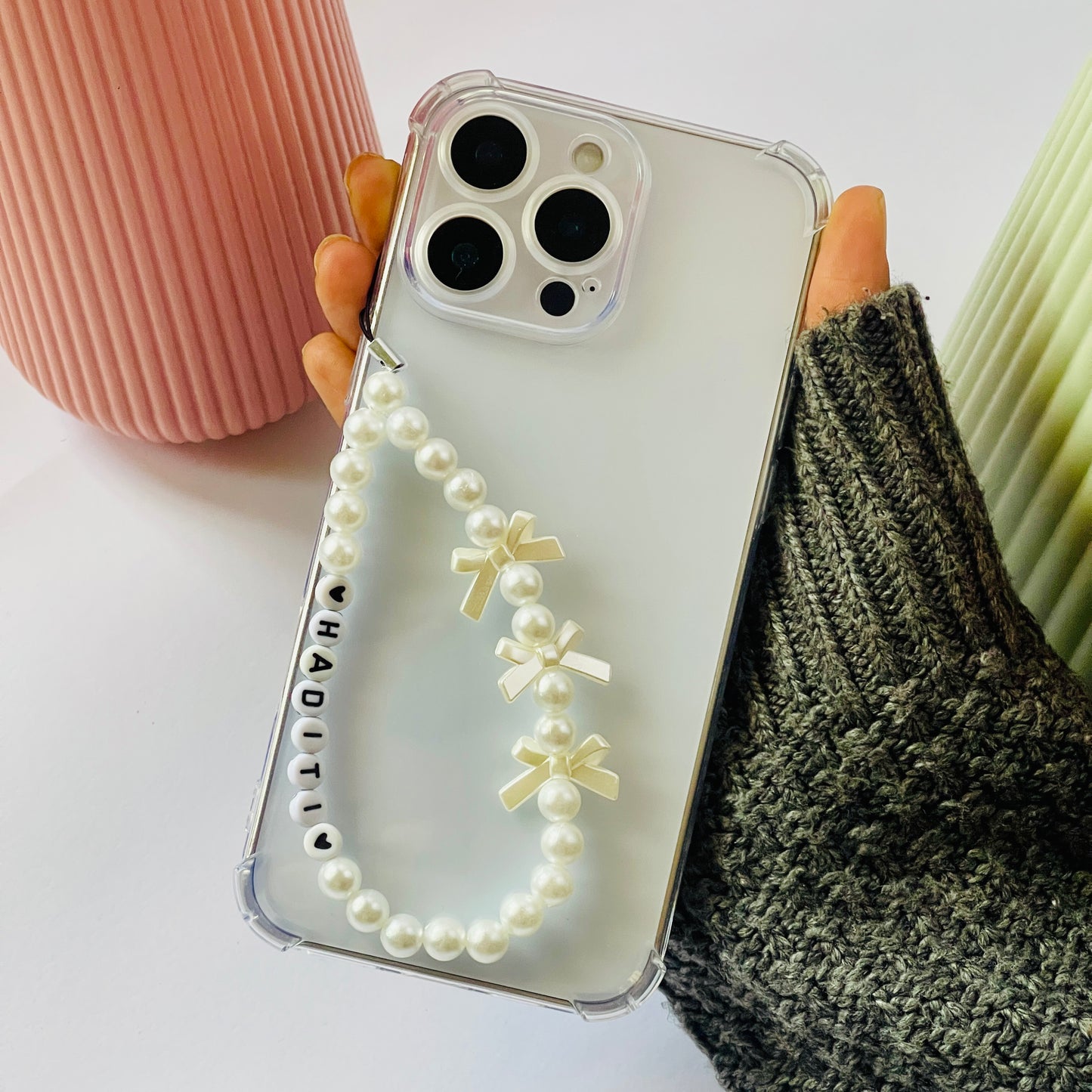 Personalized Name With Bow Charms For Phone Case