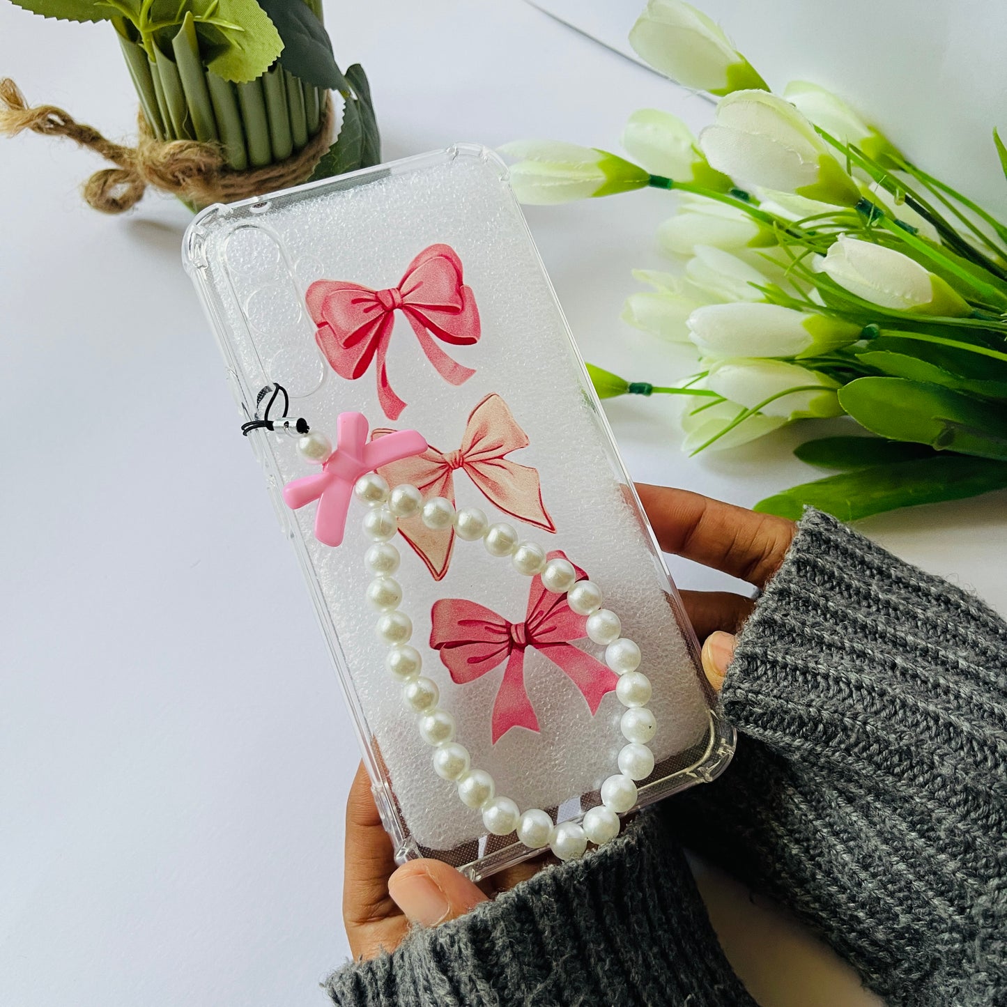 Pink Bows Charm Phone Case