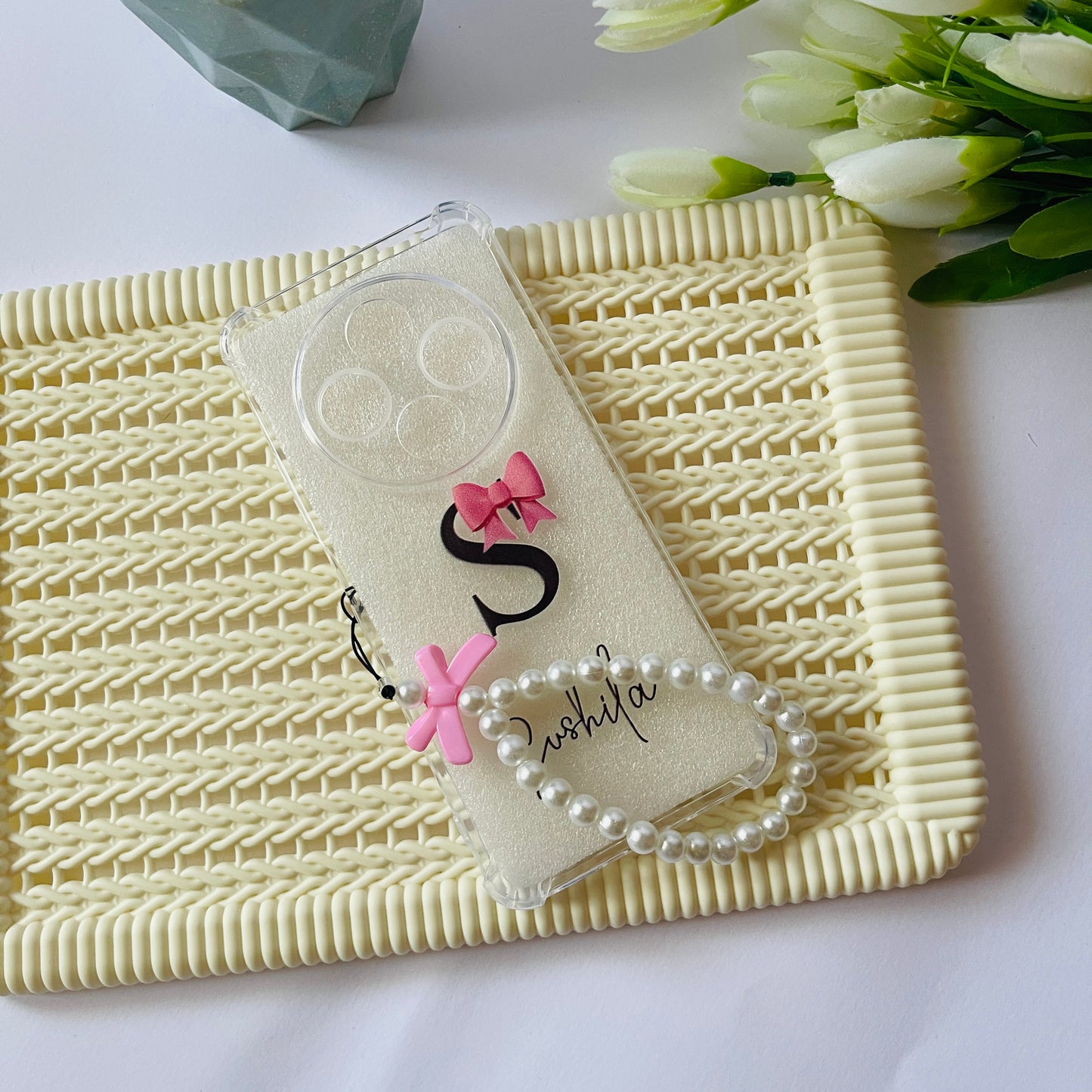 Bow Customised Name Charm Phone Case