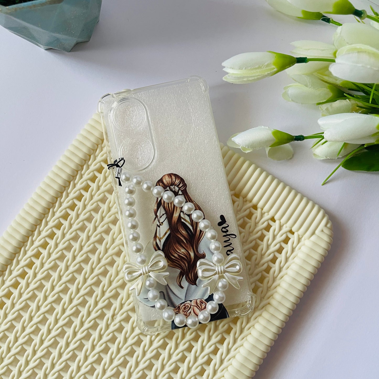 Girl With Customised Name Charm Phone Case