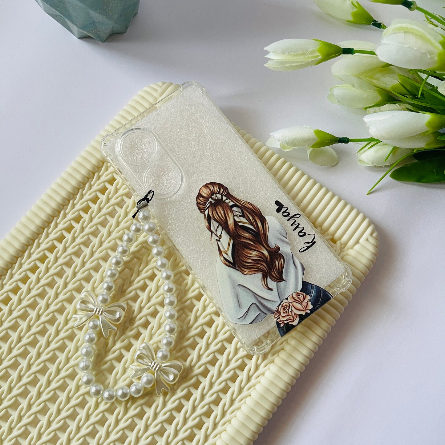 Girl With Customised Name Charm Phone Case