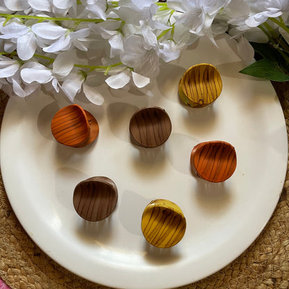 Wood Design Printed Round Shape Hair Claw