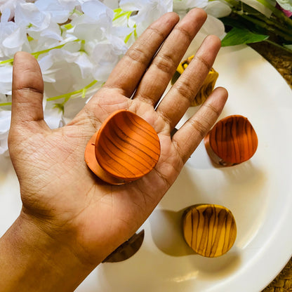 Wood Design Printed Round Shape Hair Claw