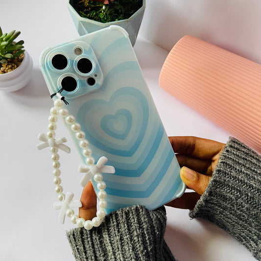 Pale Blue Clear Phone Case With Phone Charm