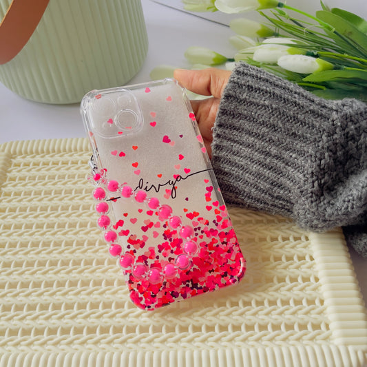 Hearts Customised Name Charm Phone Case