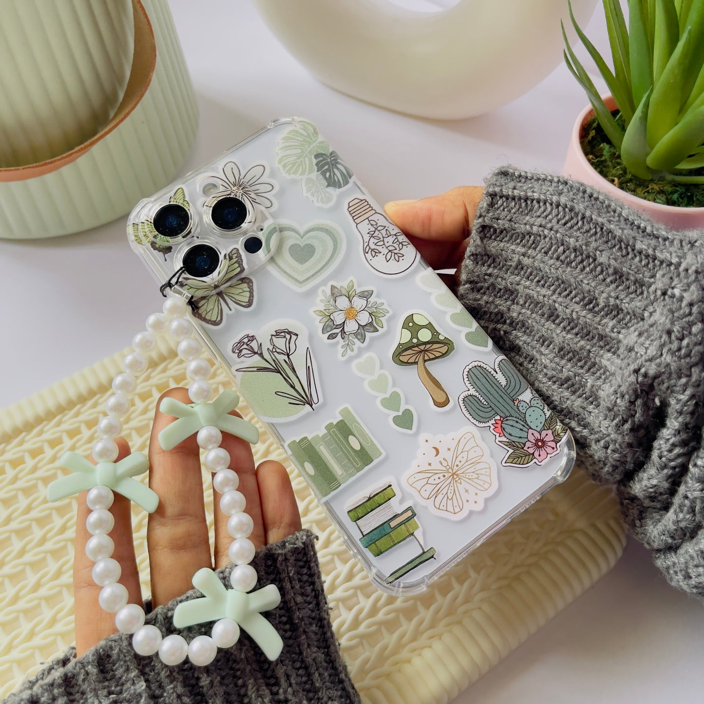 Green Aesthetic Charm Phone Case