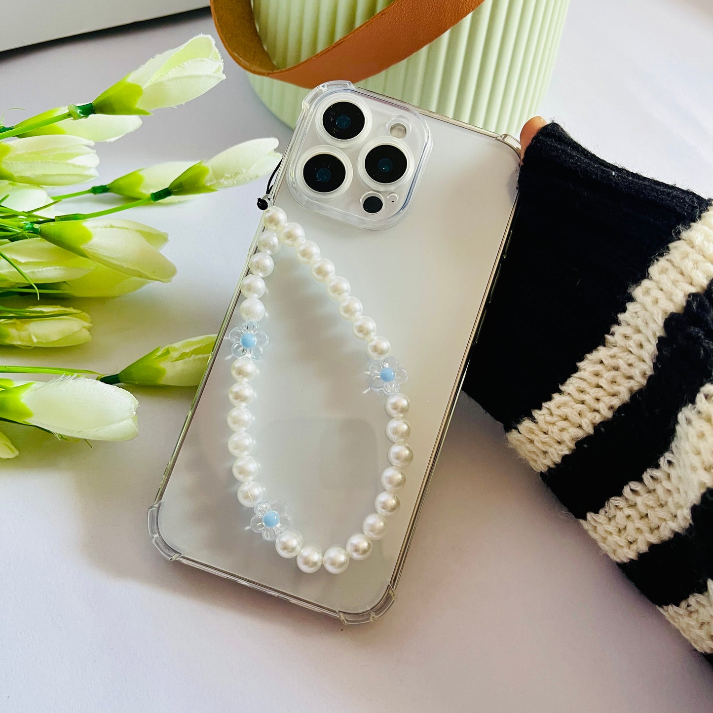 Pale Blue Flower Charms For Phone Case