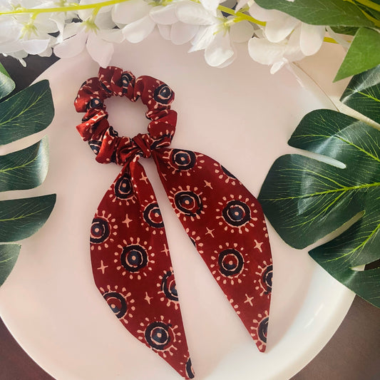 Ajrakh Cotton scarf Scrunchies