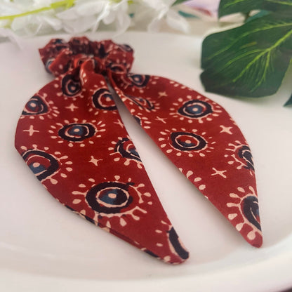 Ajrakh Cotton scarf Scrunchies