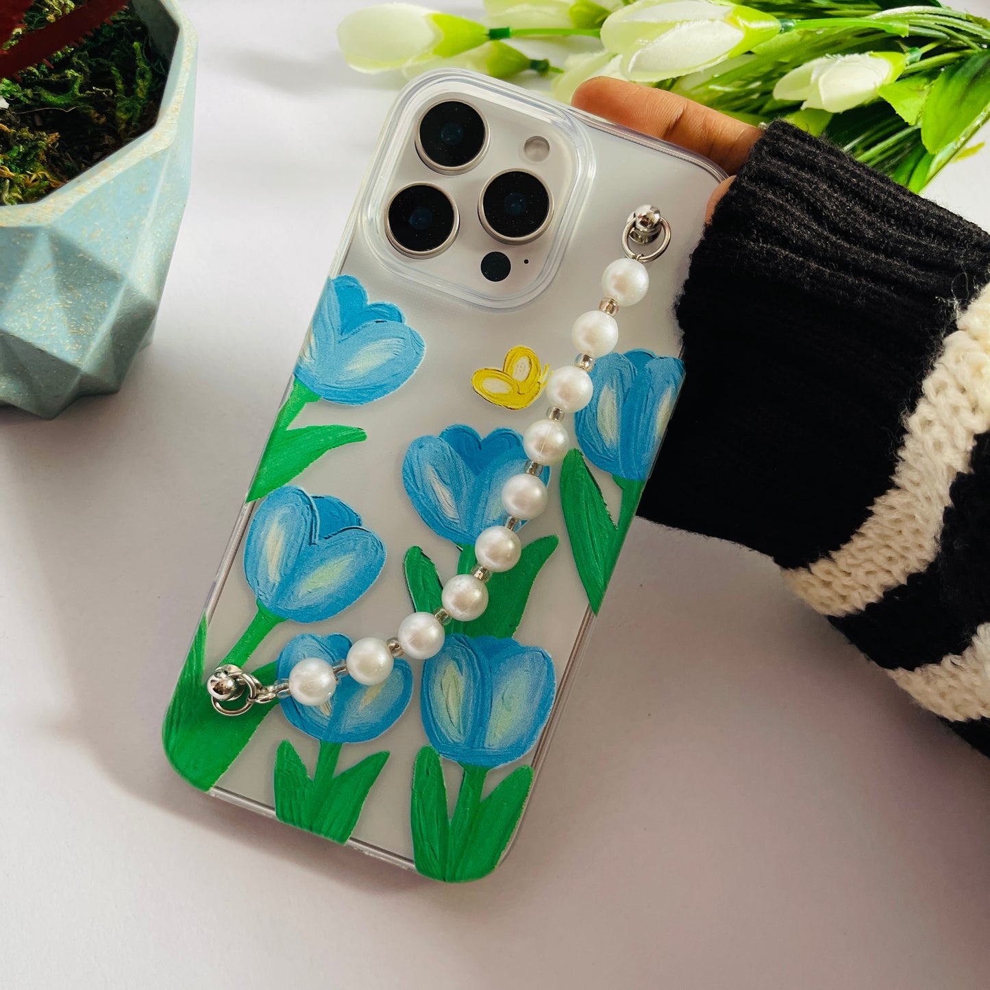 Flower design Printed Chain Phone Case
