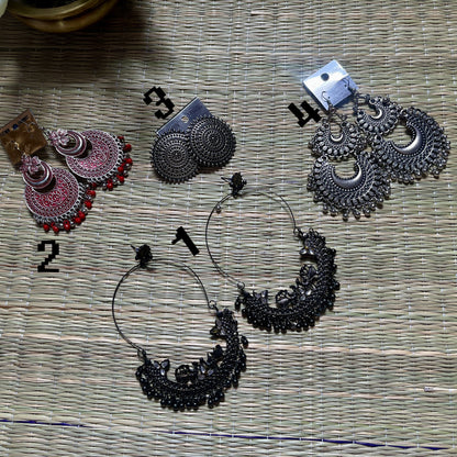 Traditional Oxidized Earring