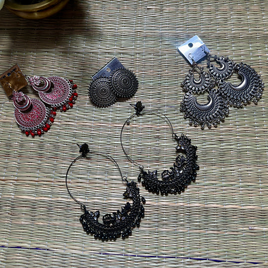Traditional Oxidized Earring