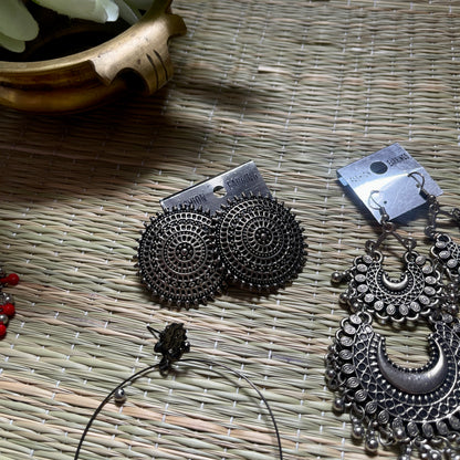 Traditional Oxidized Earring