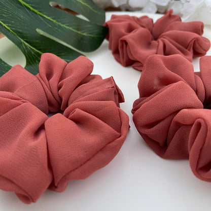 Deep Rose Georgette Scrunchies