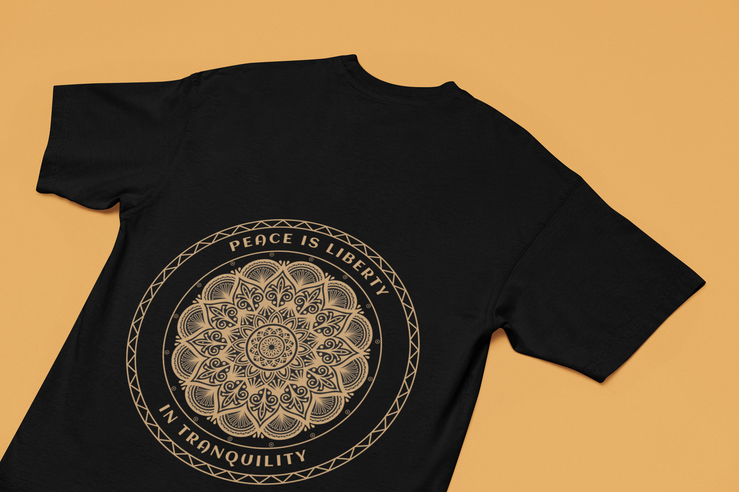 Peace Is Liberty In Tranquility Oversized Black  Front and Back Printed Tshirt Unisex