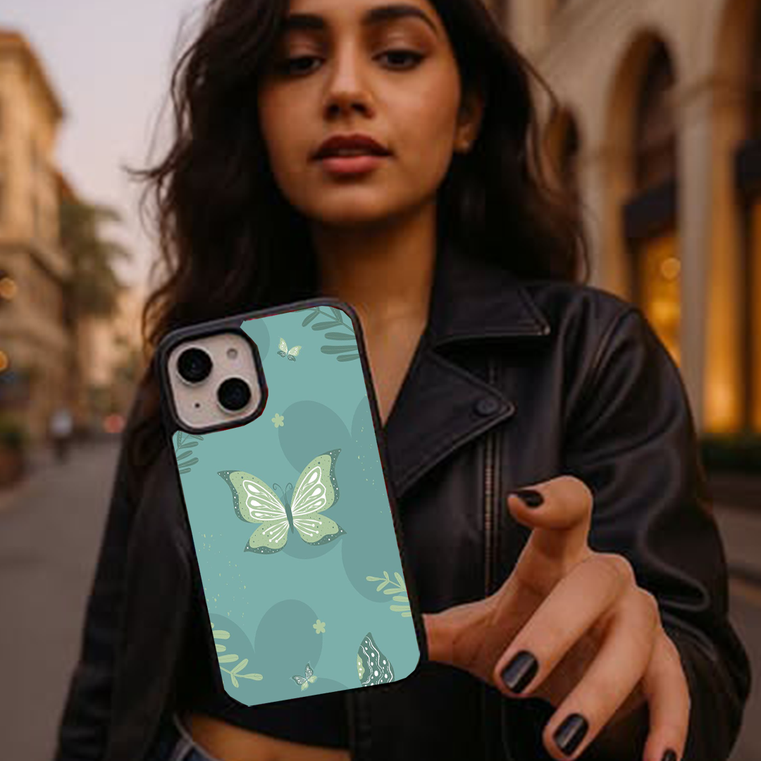 Butterfly Wings Effect Protective Glass Case