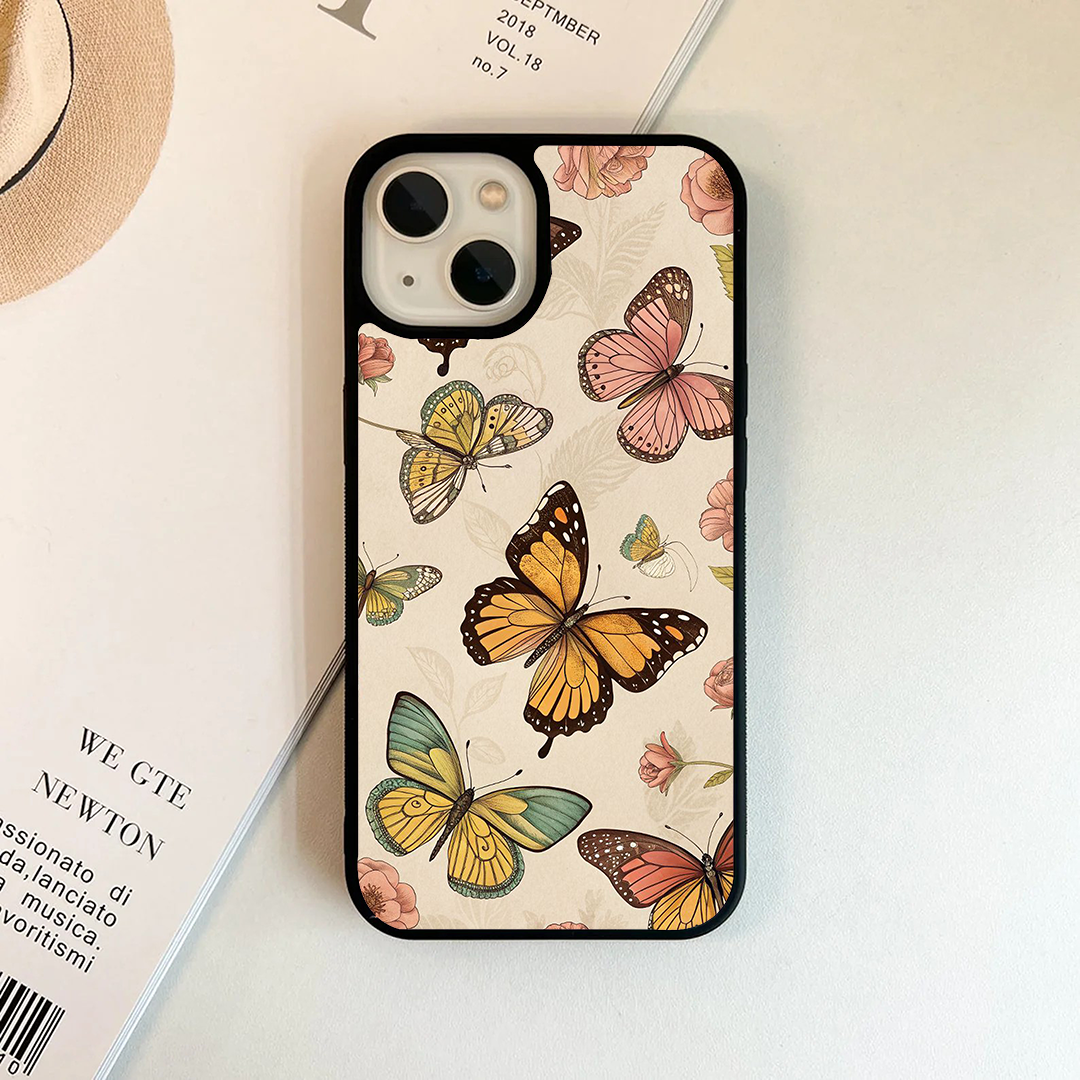 Butterfly Wings Effect Protective Glass Case