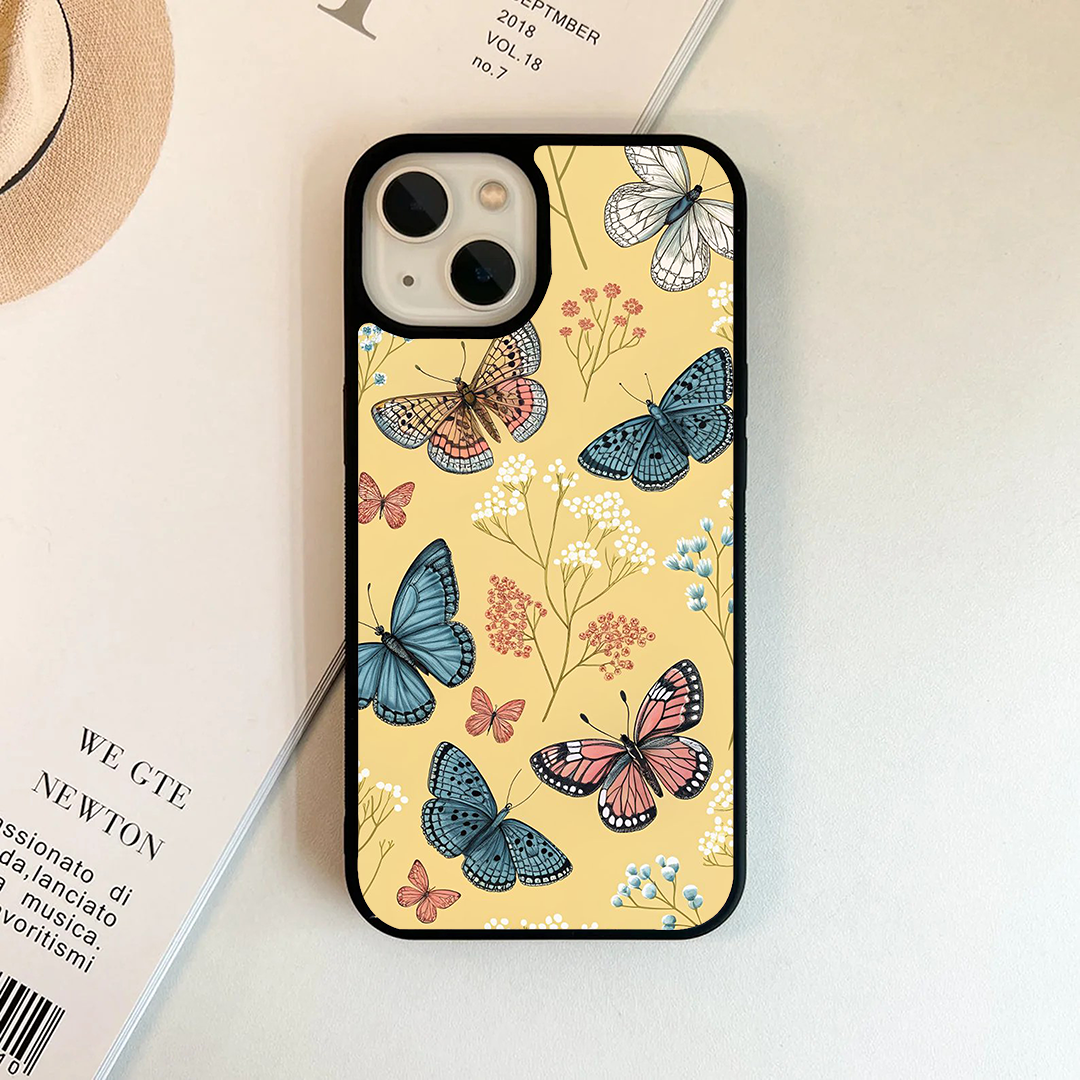 Butterfly Wings Effect Protective Glass Case