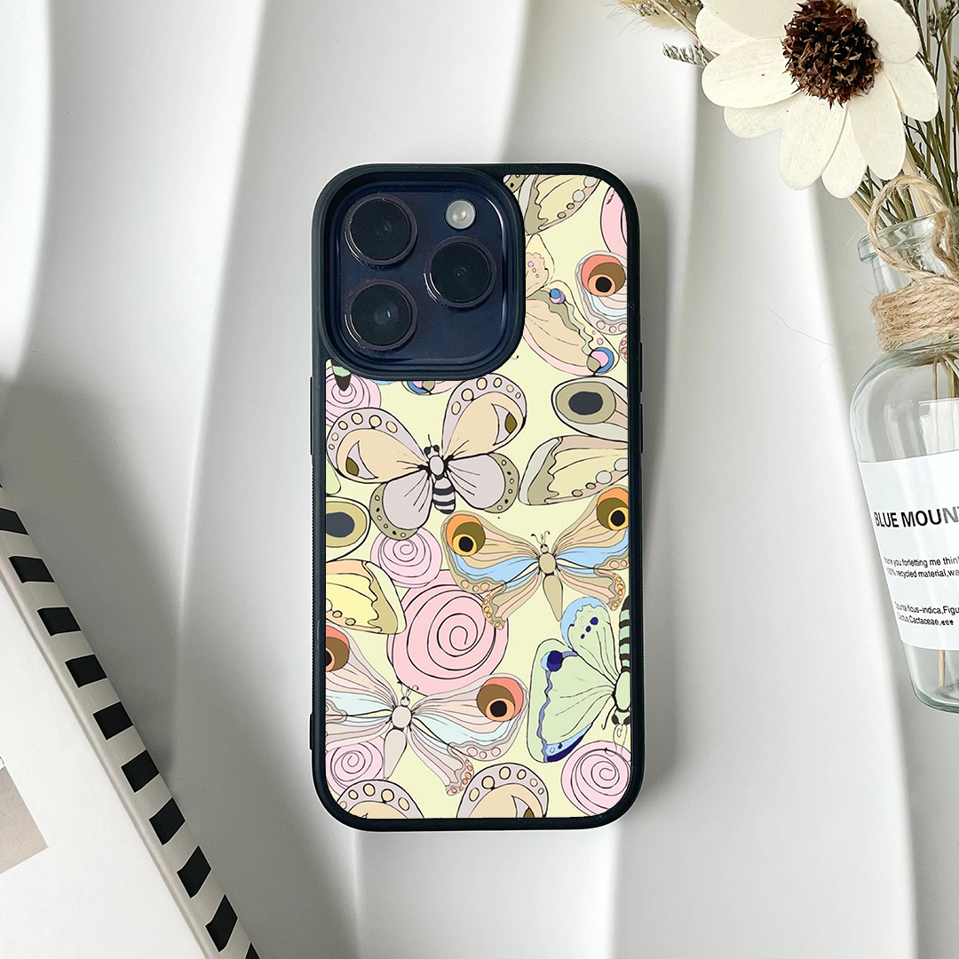 Butterfly Wings Effect Protective Glass Case