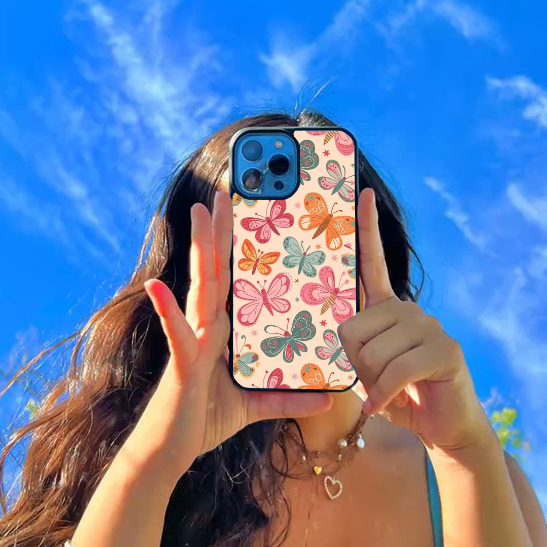 Butterfly Wings Effect Protective Glass Case