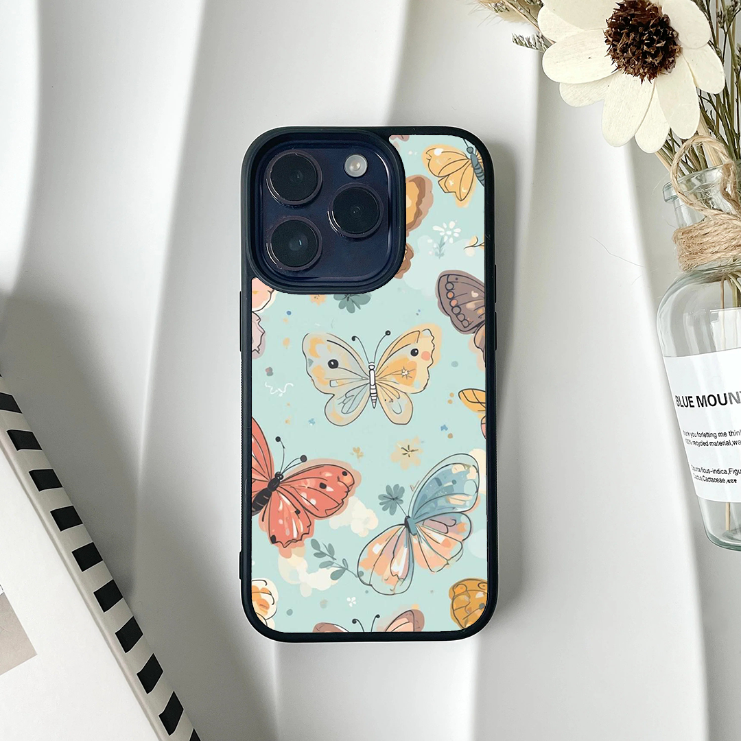 Butterfly Wings Effect Protective Glass Case