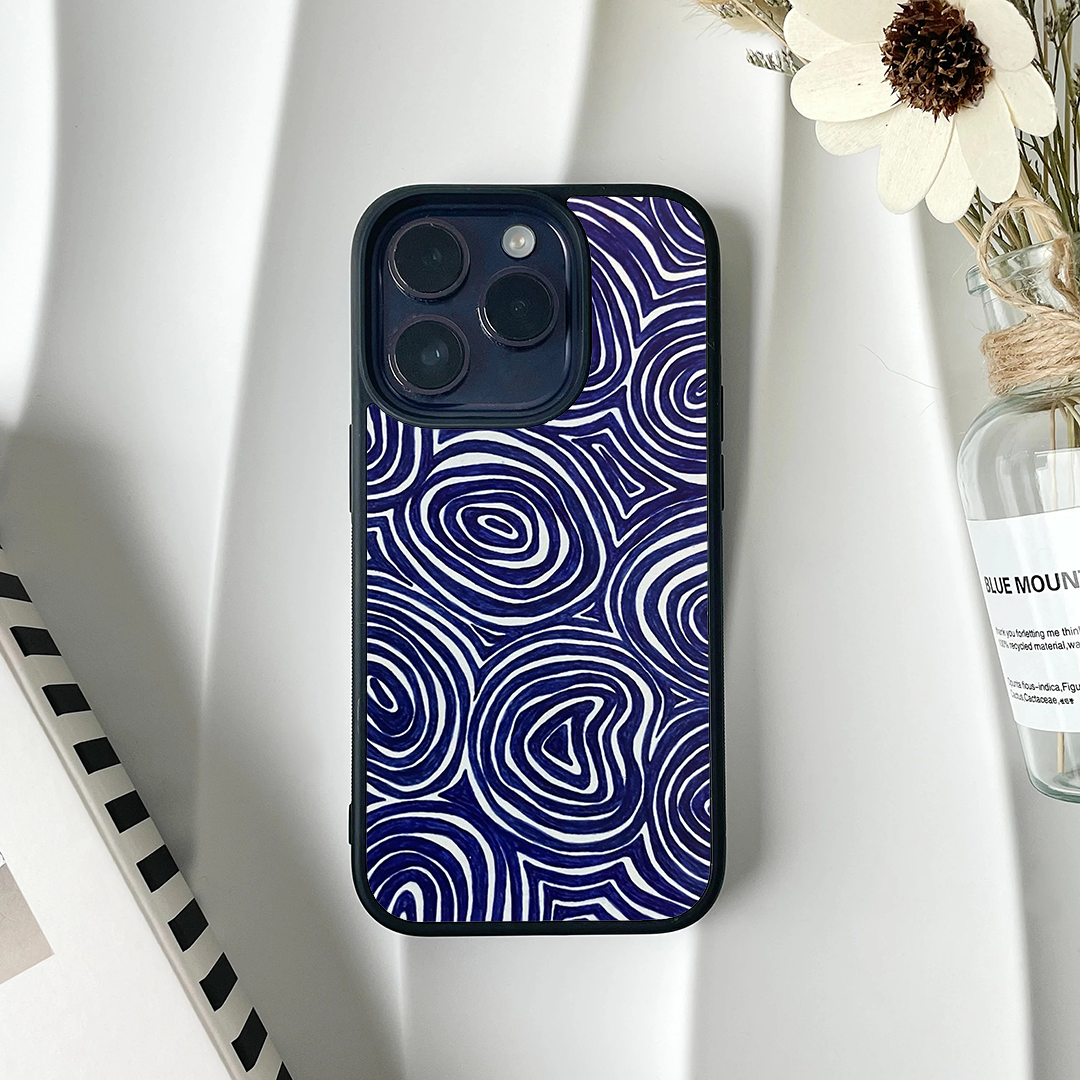 Velvet Indigo Swirl Protective Glass Case