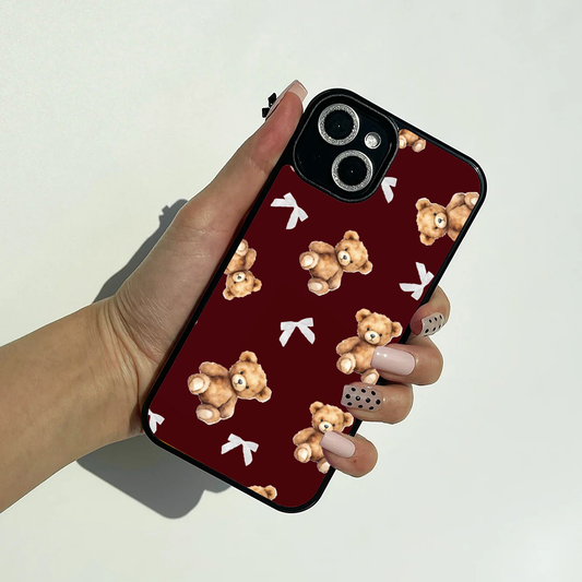 Teddy Cuddle Bow Printed Protective Phone Case Back Cover