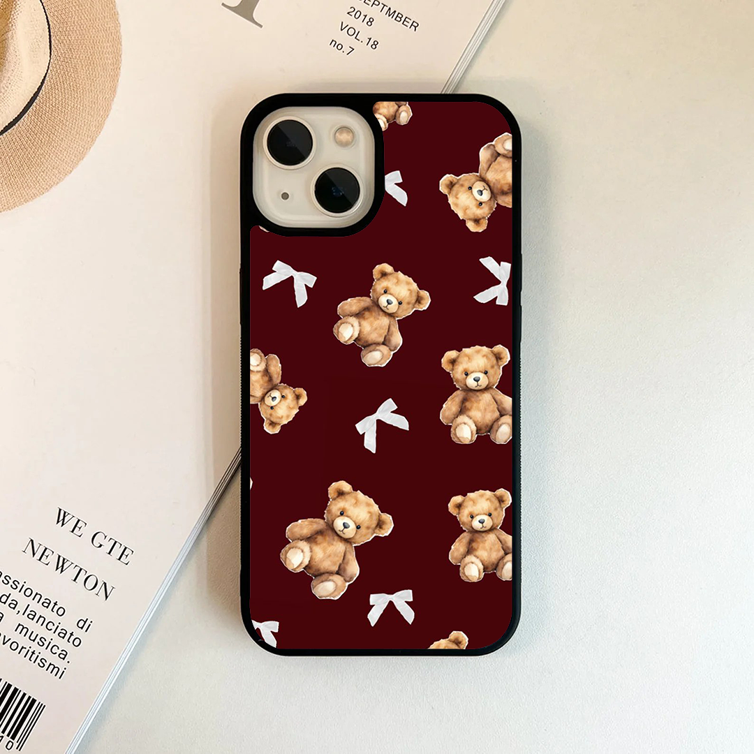 Teddy Cuddle Bow Printed Protective Phone Case Back Cover