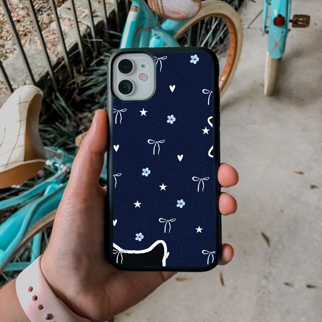 Bloom Heart Bow Printed Protective Phone Case Back Cover