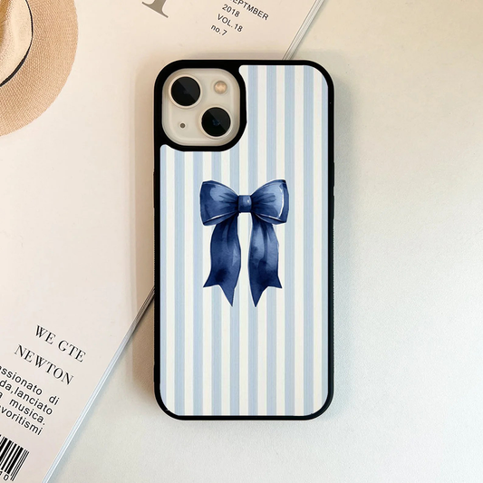 Stripe Cutie Bow Printed Protective Phone Case Back Cover