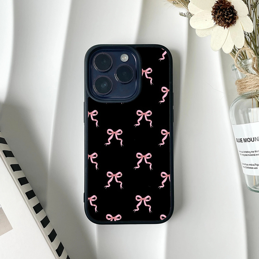 Midnight Bow Charm Printed Protective Phone Case Back Cover