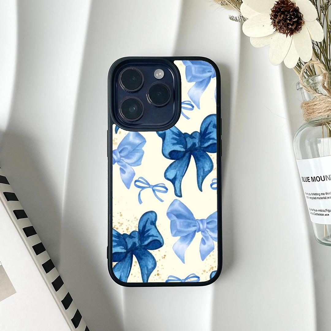 Dreamy Blue Bow Printed Protective Phone Case Back Cover