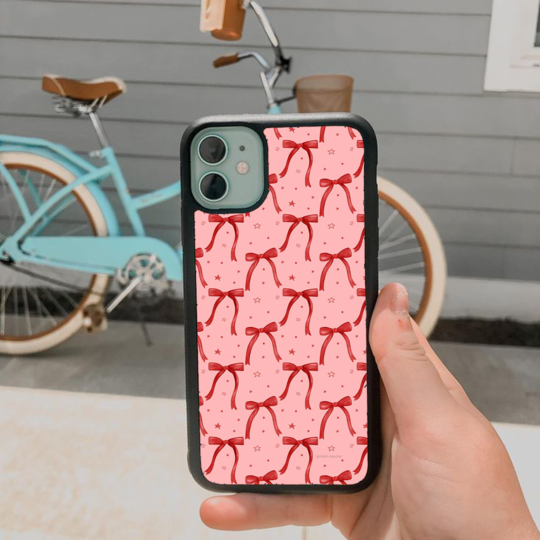 Sparkle Bow Printed Protective Phone Case Back Cover