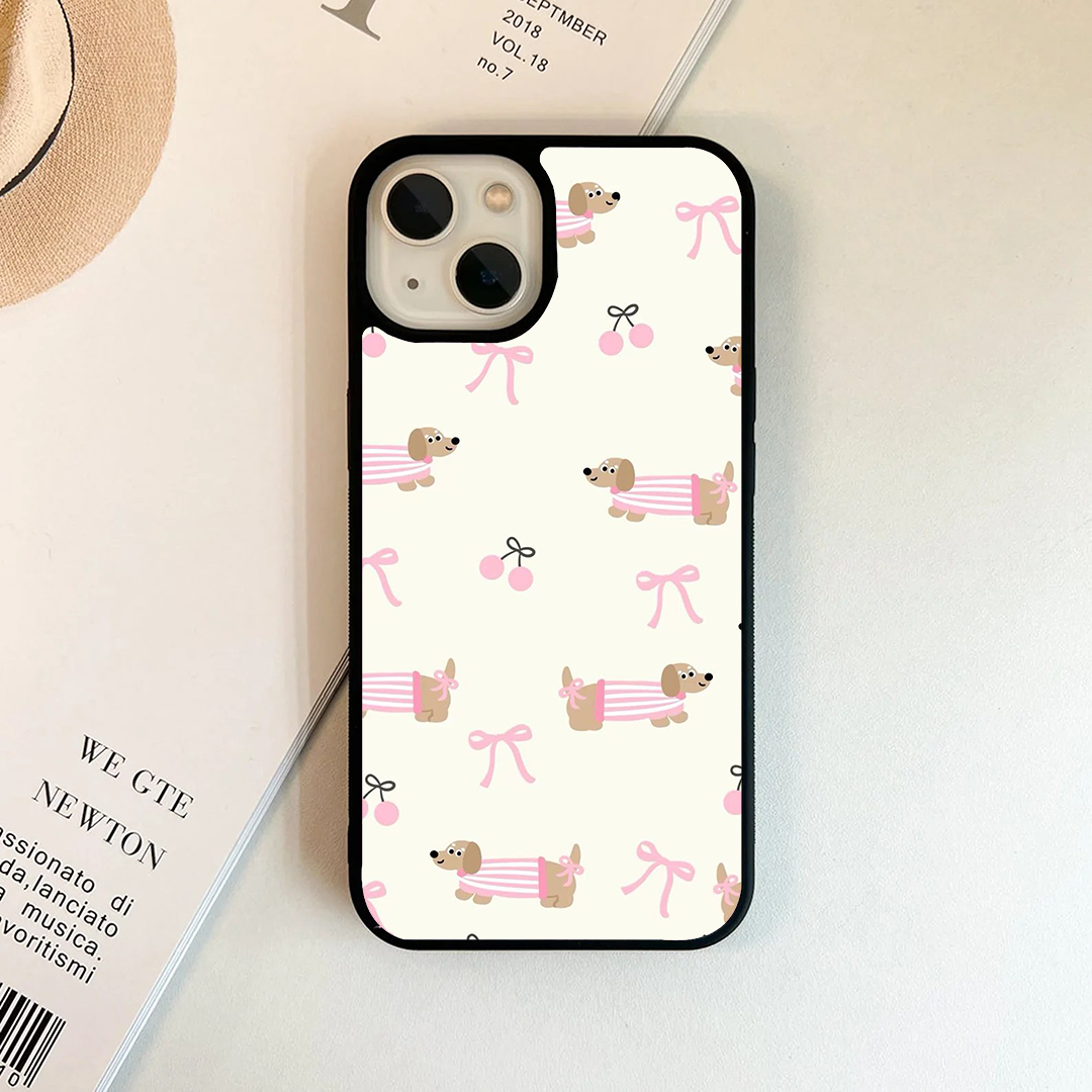 Cherry Pet Bow Printed Protective Phone Case Back Cover