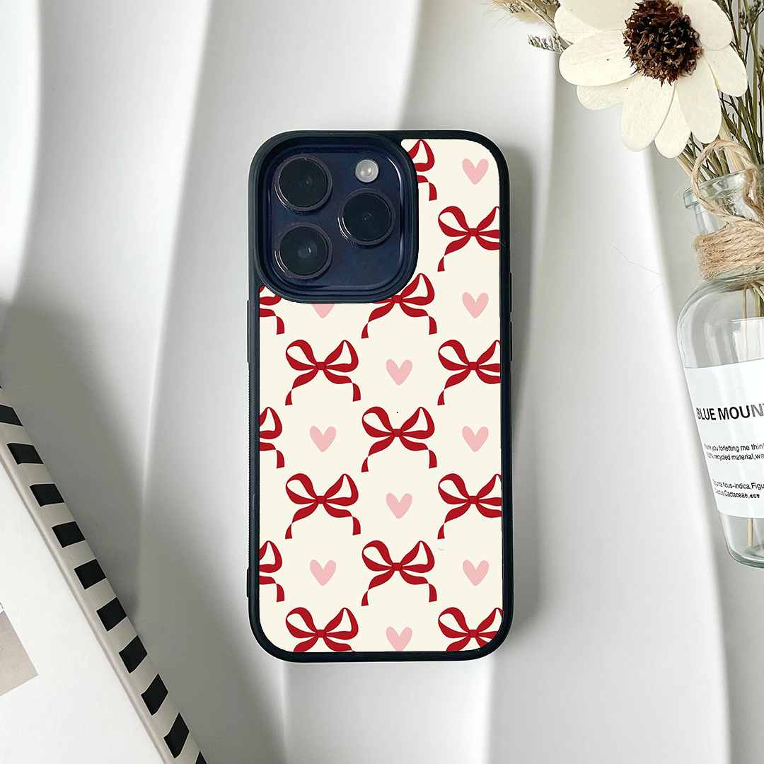 Bow & Hearts Printed Protective Phone Case Back Cover