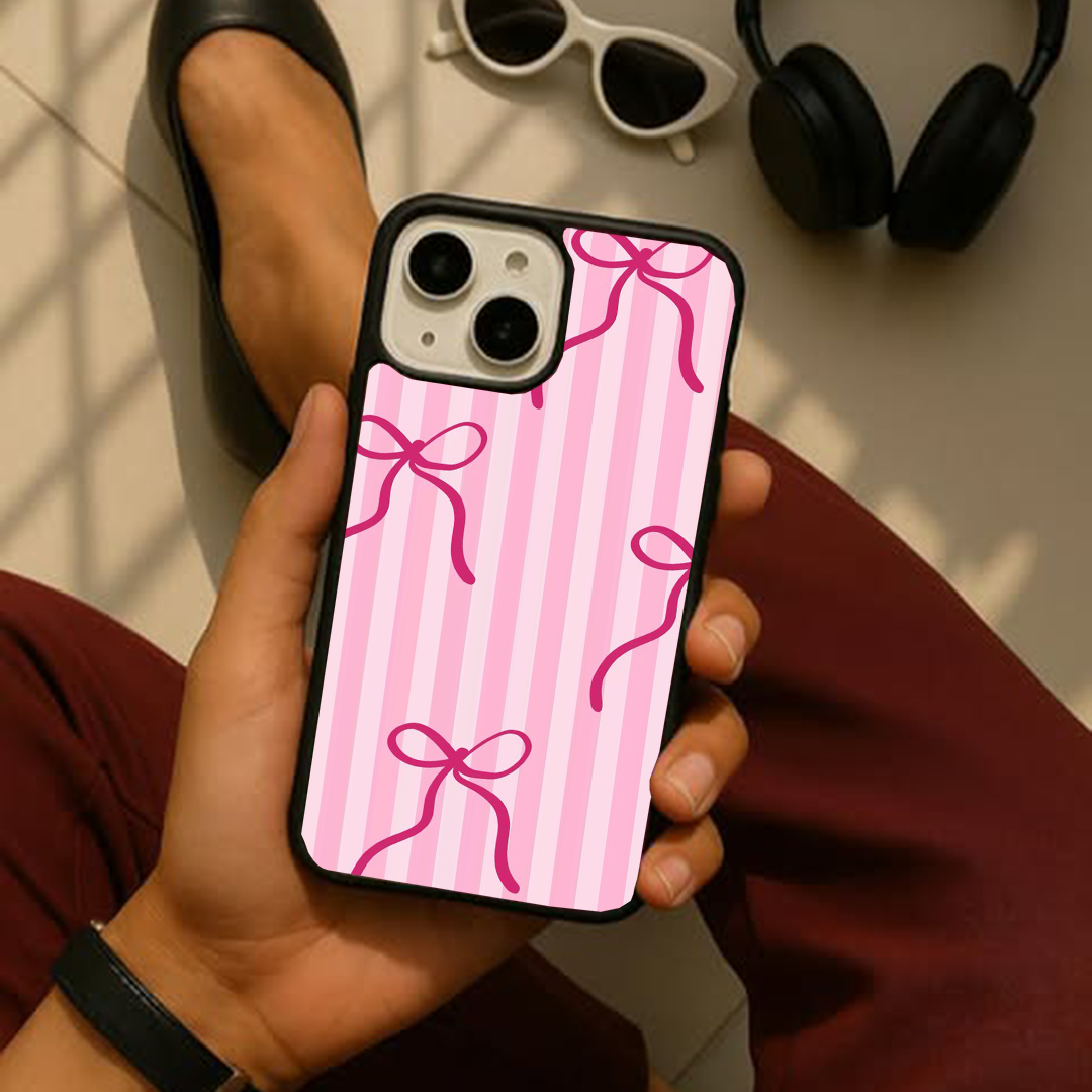 Candy Stripe Bow Printed Protective Phone Case Back Cover
