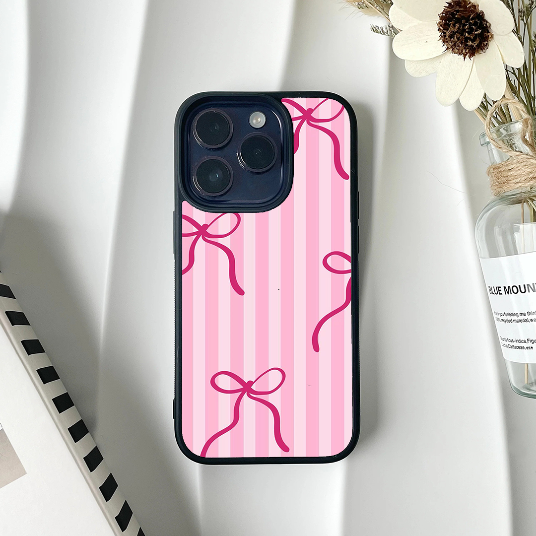 Candy Stripe Bow Printed Protective Phone Case Back Cover