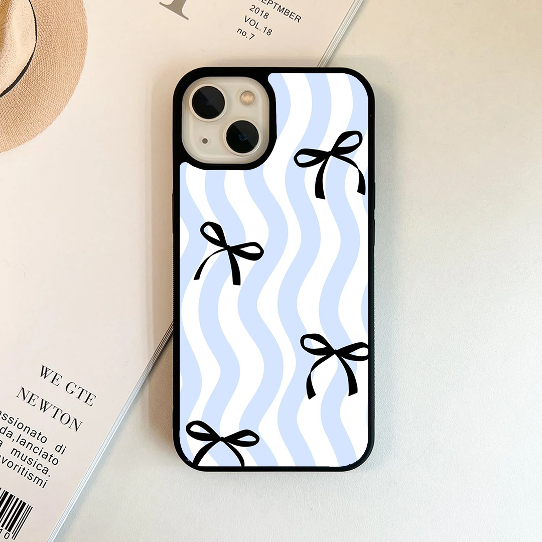 Wavy Bow Printed Protective Phone Case Back Cover
