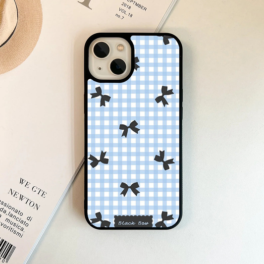 Bow & Check Printed Protective Phone Case Back Cover