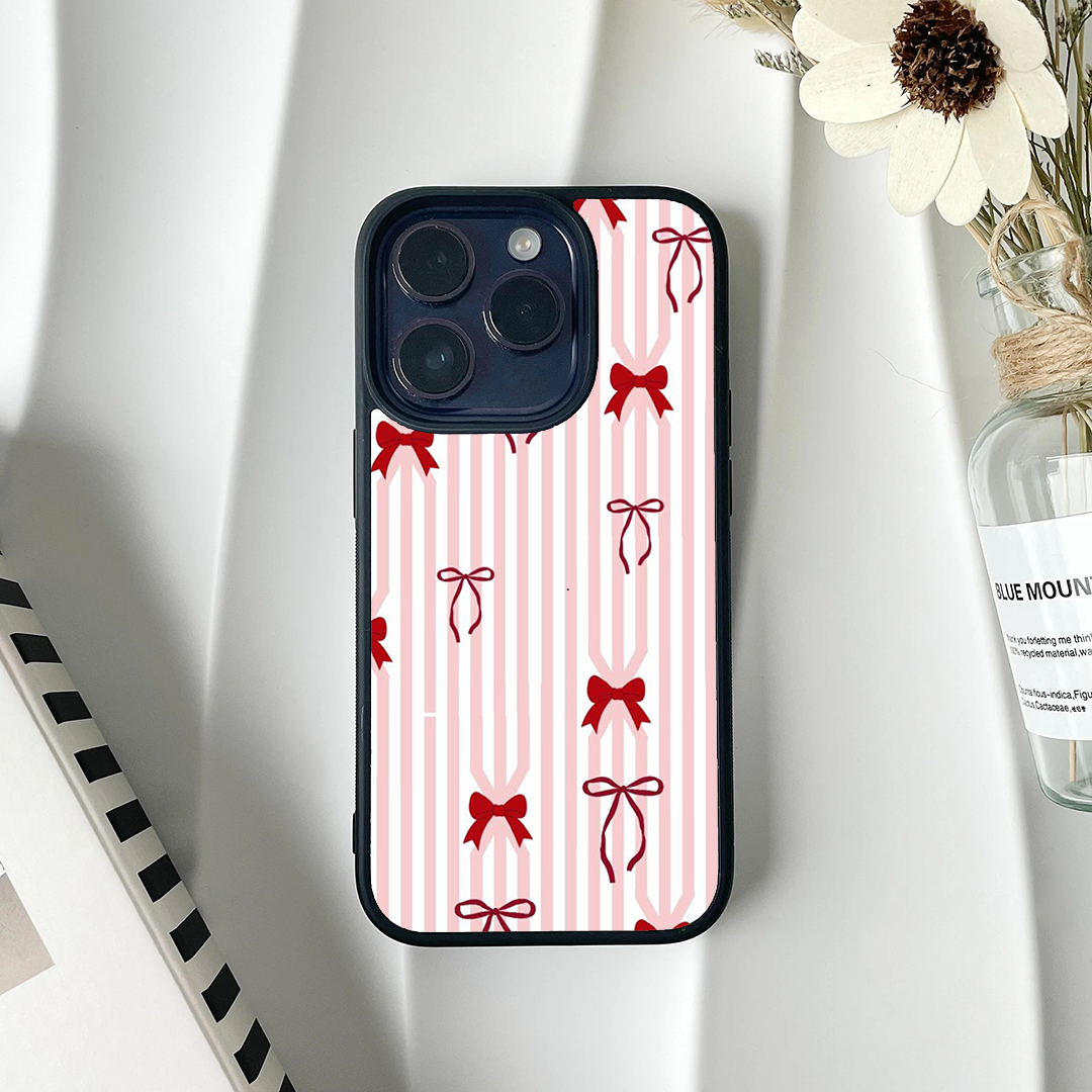 Aesthetic Bow Strip Printed Protective Phone Case Back Cover