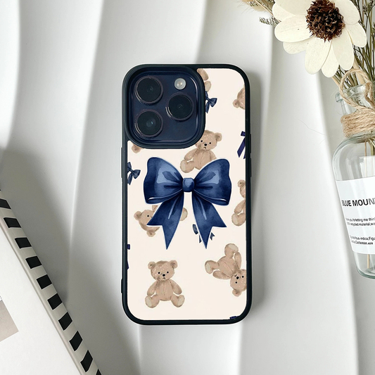 Teddy Love Bow Printed Protective Phone Case Back Cover