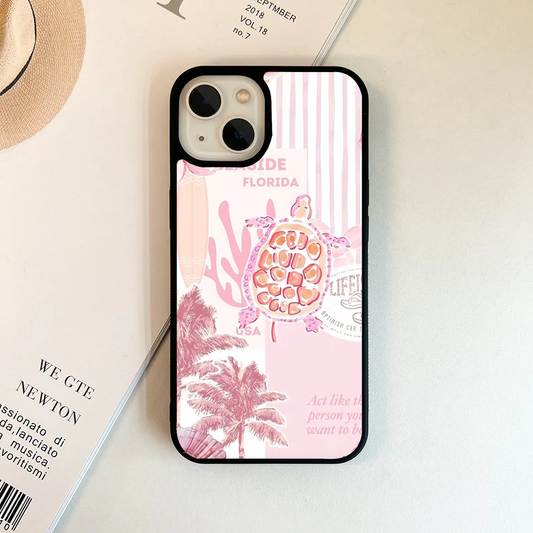 Stripe Coastal Turtle Phone Case Back Cover