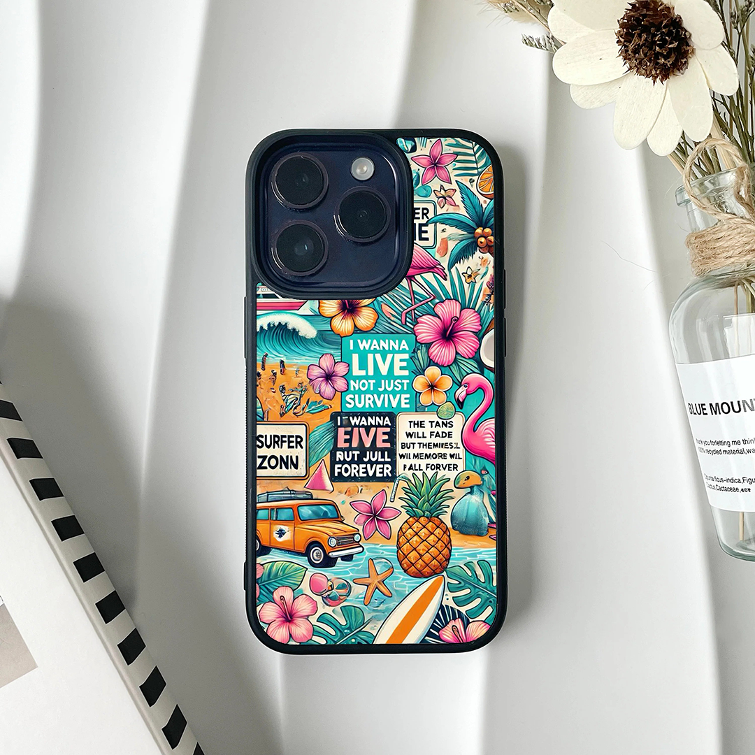 Pink Coastal Sketch Protective Phone Case Back Cover